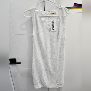 NWT. L'AGENCE white sequin dress